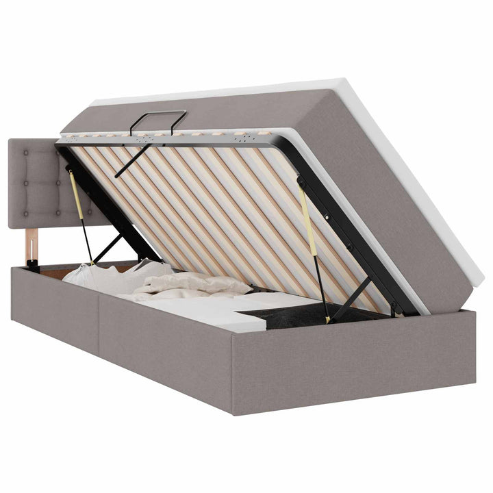 LED opbevarings seng med madras Gråbrun 90 x 190 cm Stof