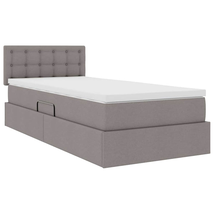 LED opbevarings seng med madras Gråbrun 90 x 190 cm Stof