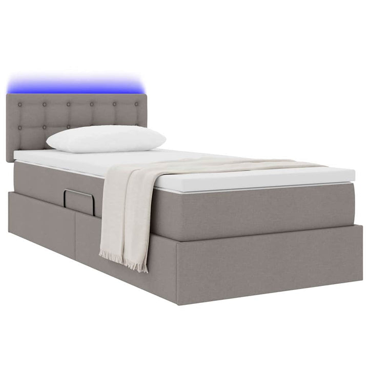 LED opbevarings seng med madras Gråbrun 90 x 190 cm Stof