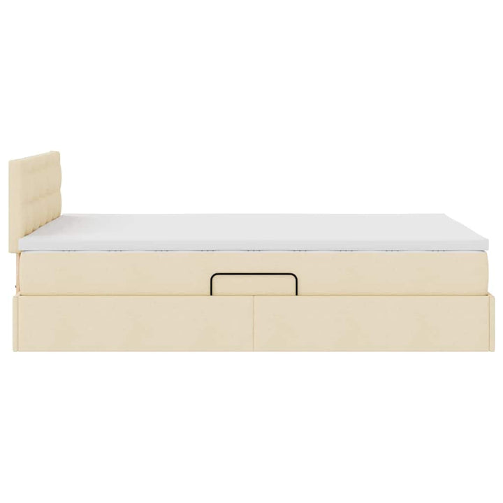 LED opbevarings seng med madras Cremefarvet 120 x 190 cm Stof