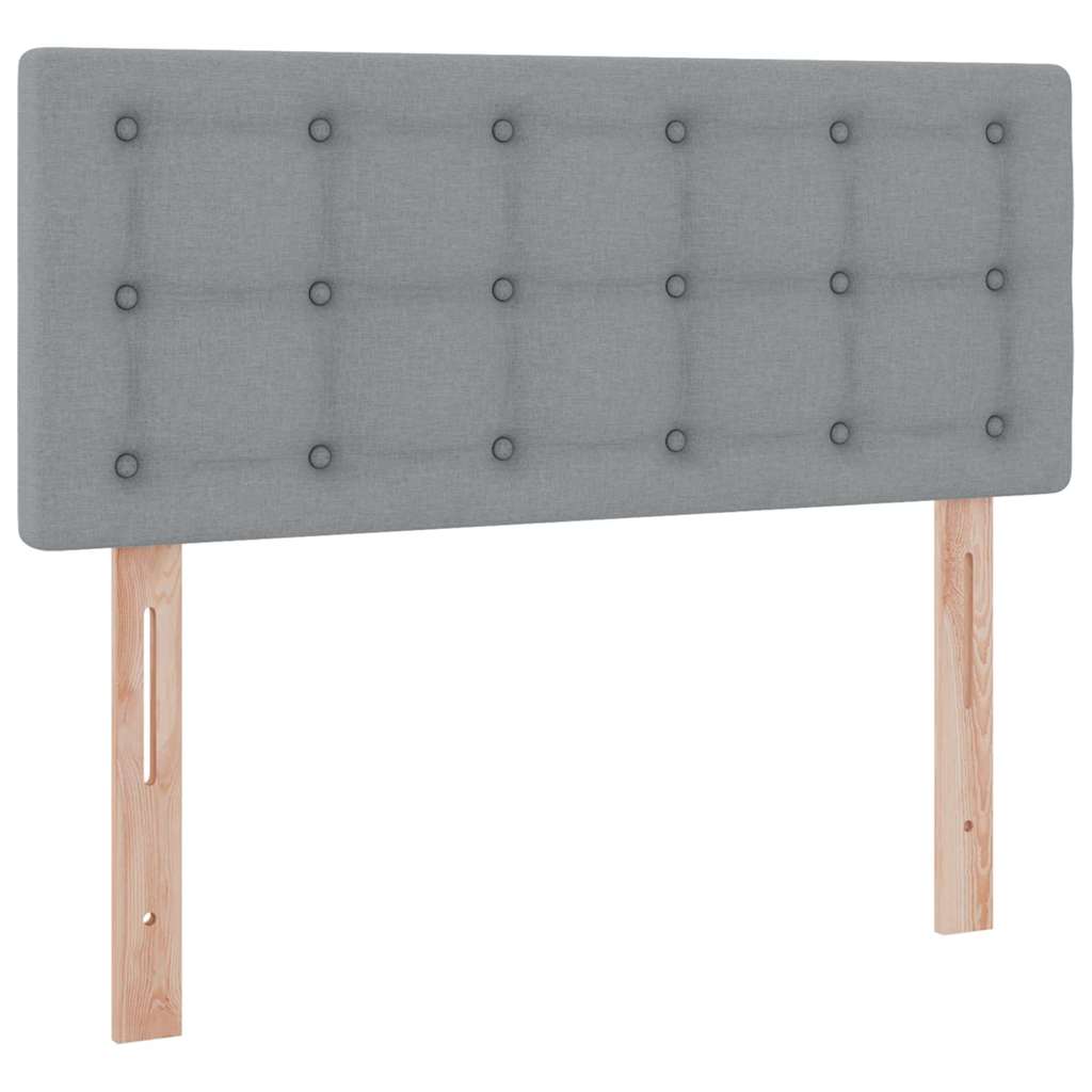 LED opbevarings seng med madras Lysegrå 120 x 200 cm Stof