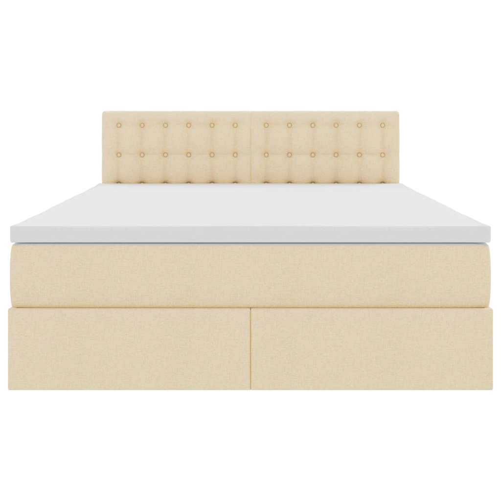 Seng med opbevaring og LED med madras Creme 140 x 190 cm Stof