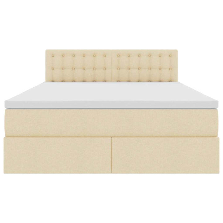Seng med opbevaring og LED med madras Creme 140 x 190 cm Stof