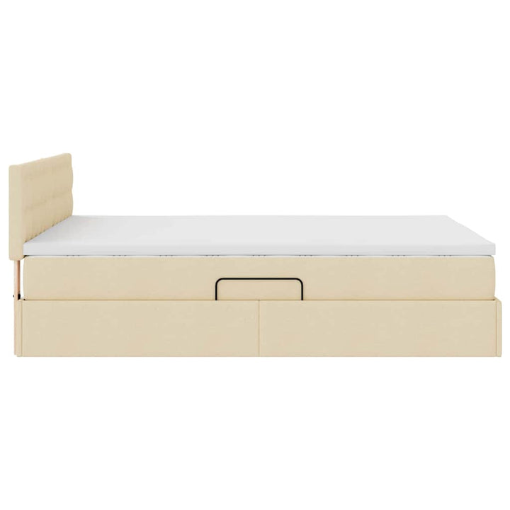 Seng med opbevaring og LED med madras Creme 140 x 190 cm Stof