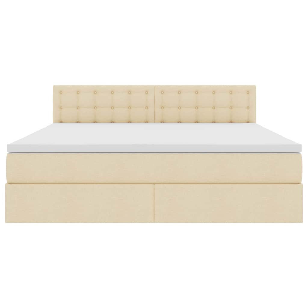 LED opbevarings seng med madras Creme 160 x 200 cm Stof