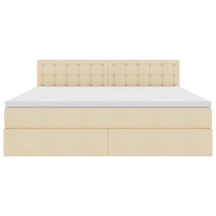 LED opbevarings seng med madras Creme 180 x 200 cm Stof