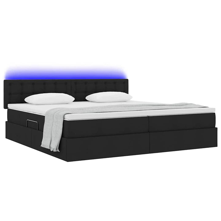 LED opbevarings seng med madras Sort 200 x 200 cm Stof