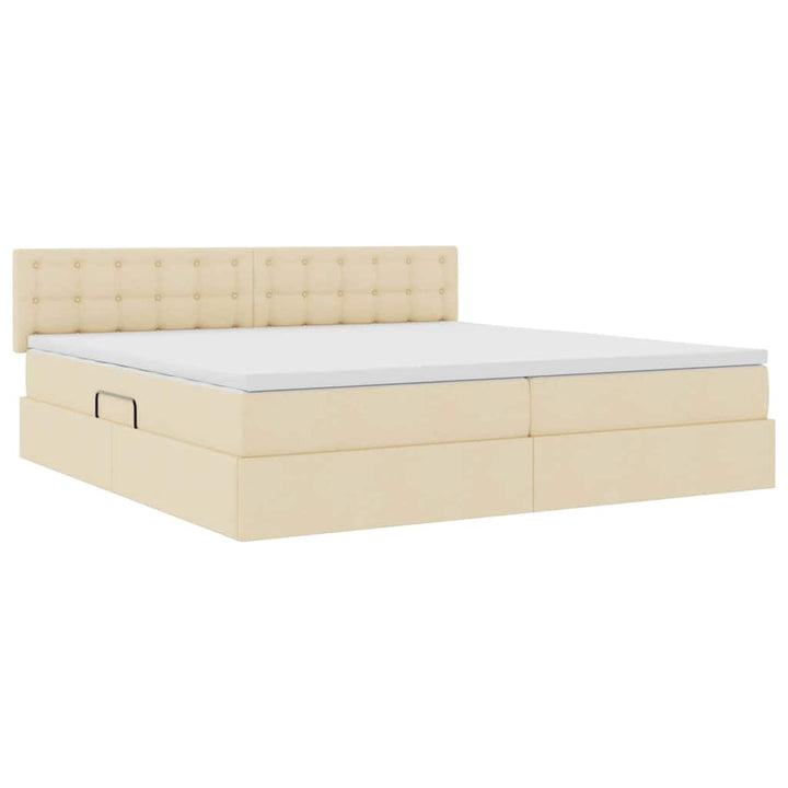 LED opbevarings seng med madras Creme 200 x 200 cm Stof