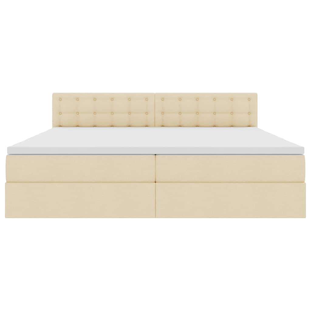 LED opbevarings seng med madras Creme 200 x 200 cm Stof