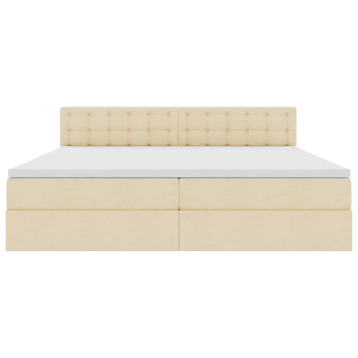 LED opbevarings seng med madras Creme 200 x 200 cm Stof