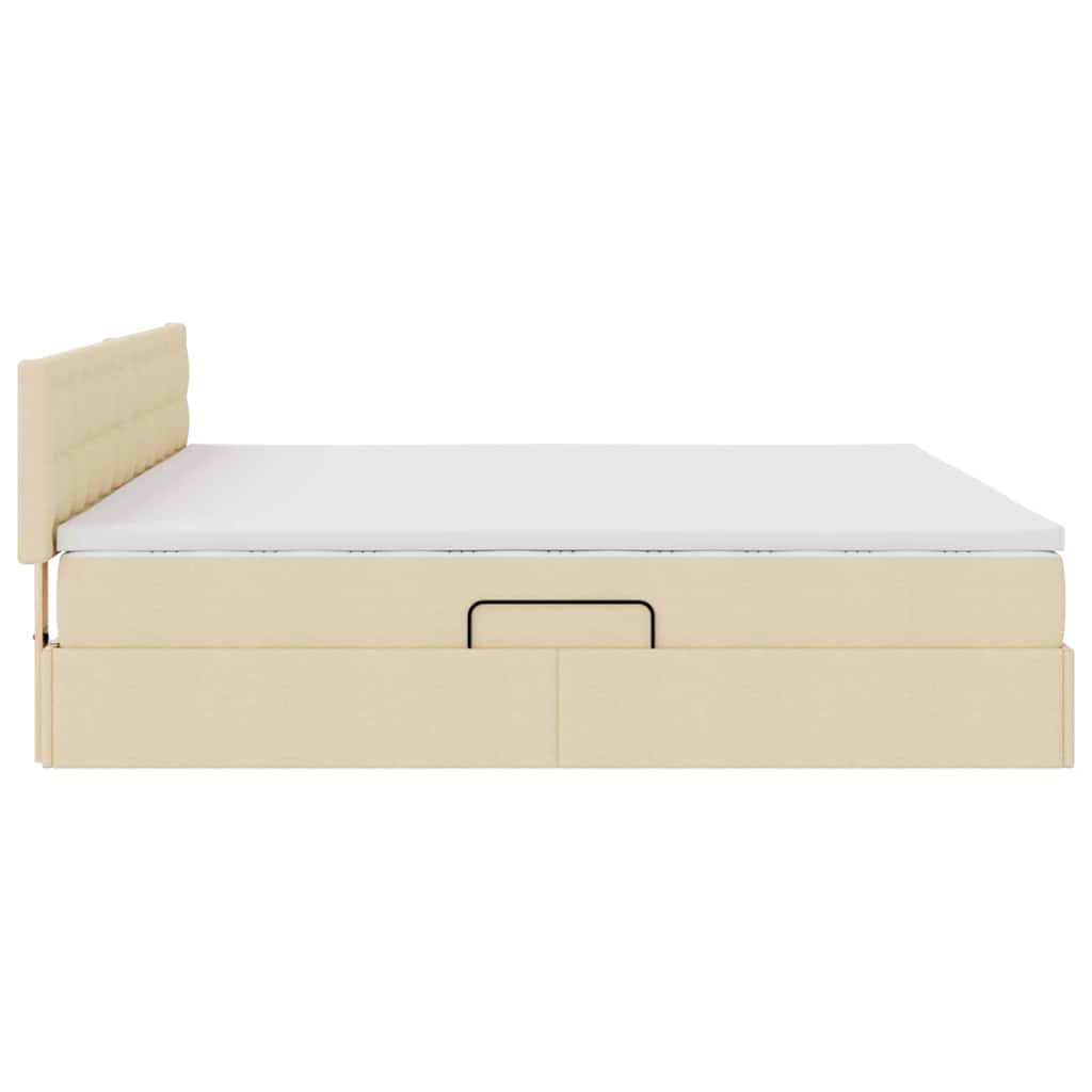 LED opbevarings seng med madras Creme 200 x 200 cm Stof