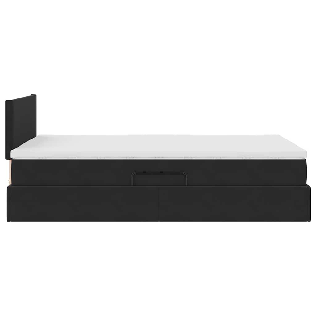 LED opbevarings seng med madras Sort 120 x 200 cm Fløjl