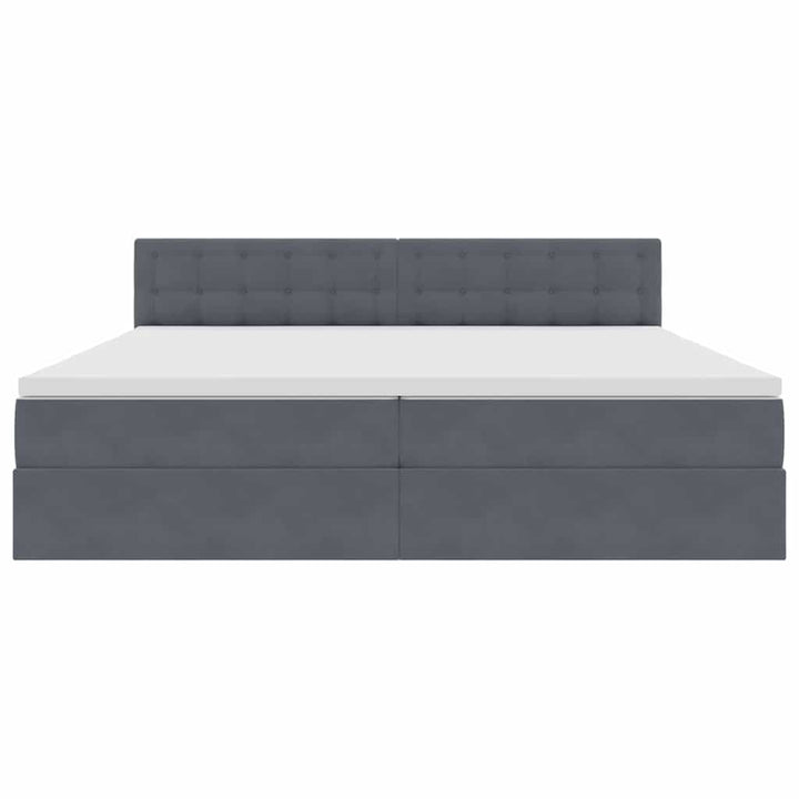 LED opbevarings seng med madras Mørkegrå 200 x 200 cm Fløjl