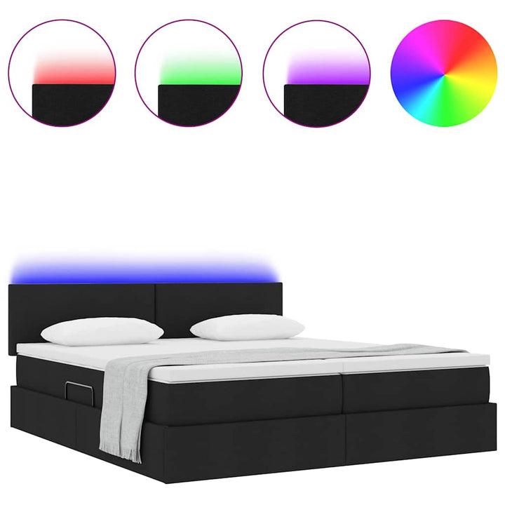 LED opbevarings seng med madras Sort 200 x 200 cm Stof