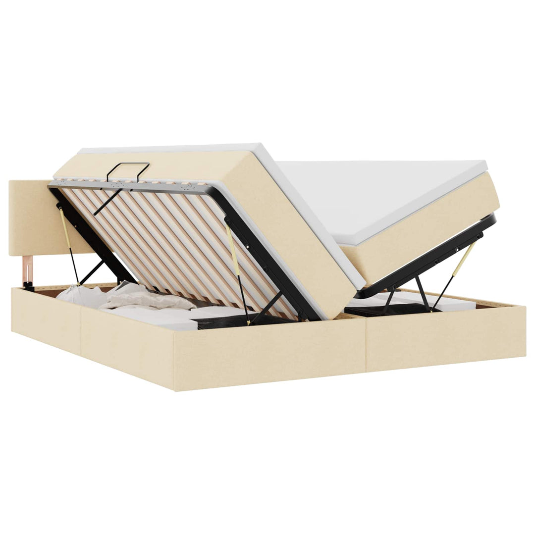 LED opbevarings seng med madras Creme 200 x 200 cm Stof