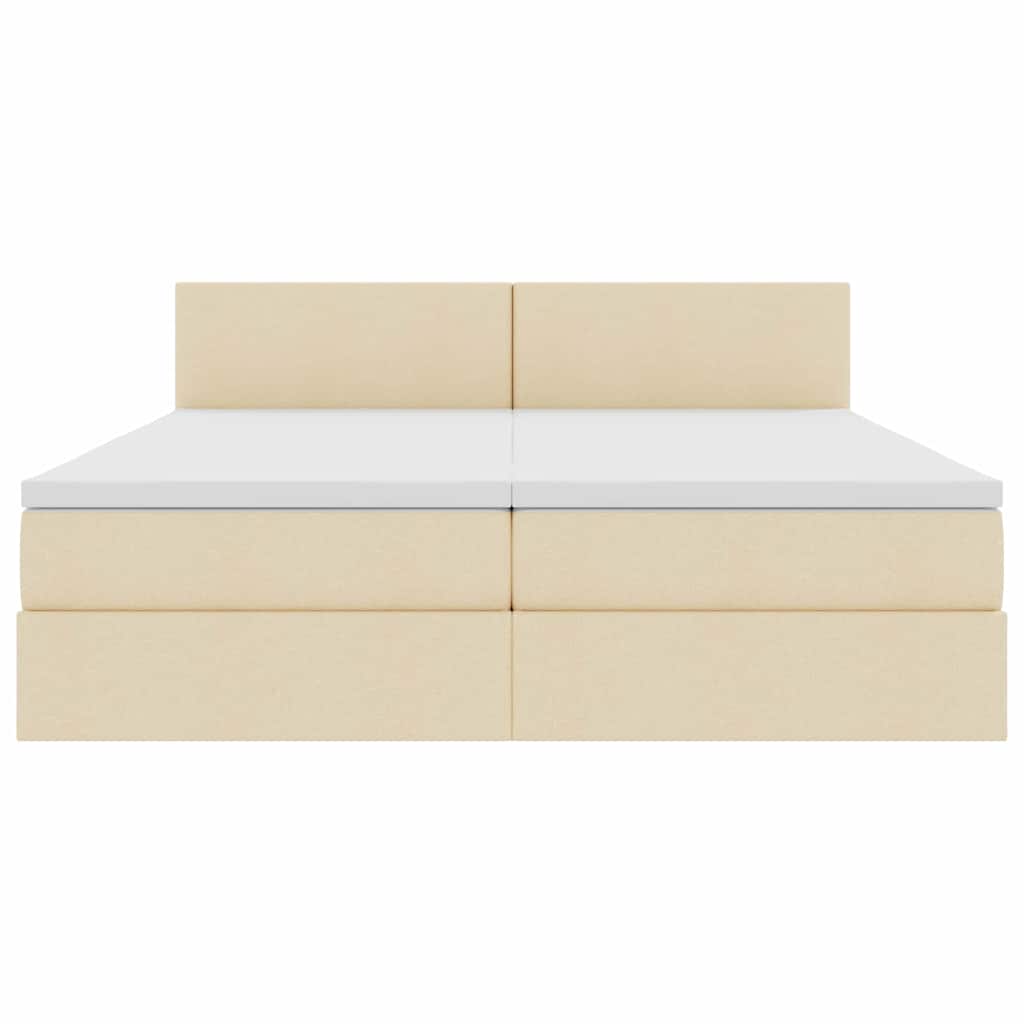 LED opbevarings seng med madras Creme 200 x 200 cm Stof
