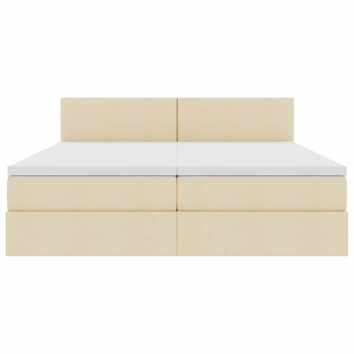 LED opbevarings seng med madras Creme 200 x 200 cm Stof