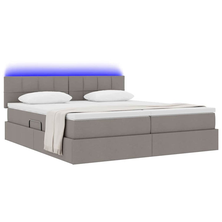 LED opbevarings seng med madras Gråbrun 180 x 200 cm Stof
