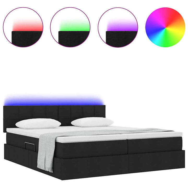 LED opbevarings seng med madras Sort 200 x 200 cm Stof