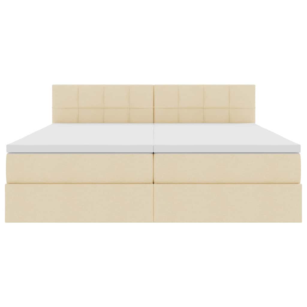 LED opbevarings seng med madras Creme 200 x 200 cm Stof