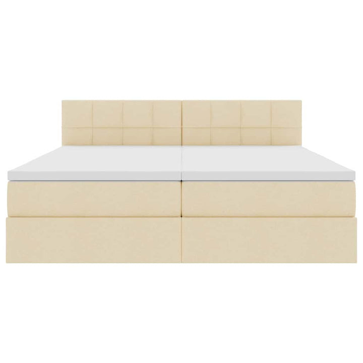 LED opbevarings seng med madras Creme 200 x 200 cm Stof