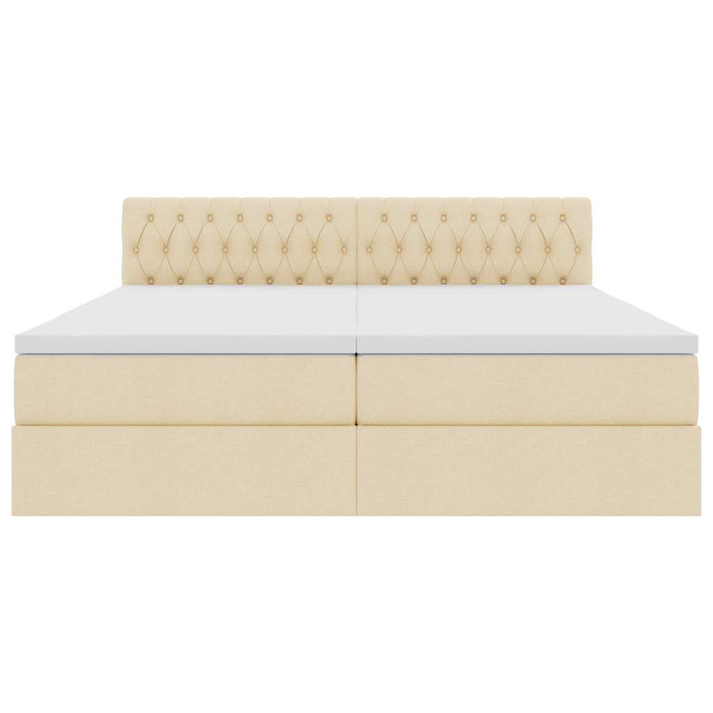 LED opbevarings seng med madras Creme 200 x 200 cm Stof
