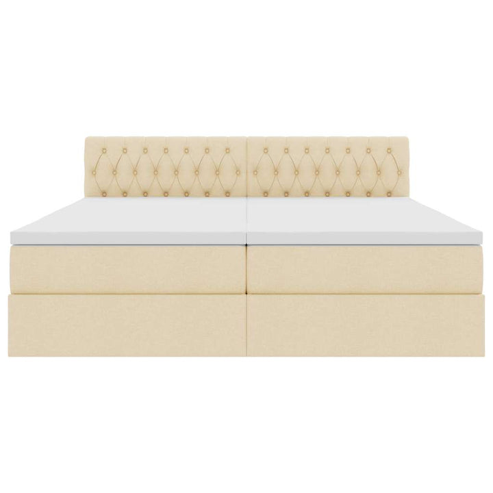 LED opbevarings seng med madras Creme 200 x 200 cm Stof