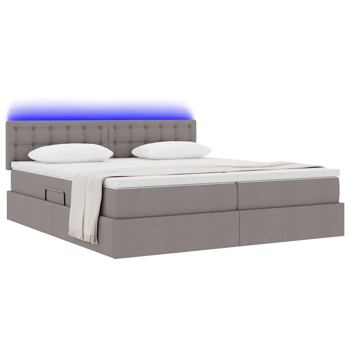 LED opbevarings seng med madras Gråbrun 180 x 200 cm Stof