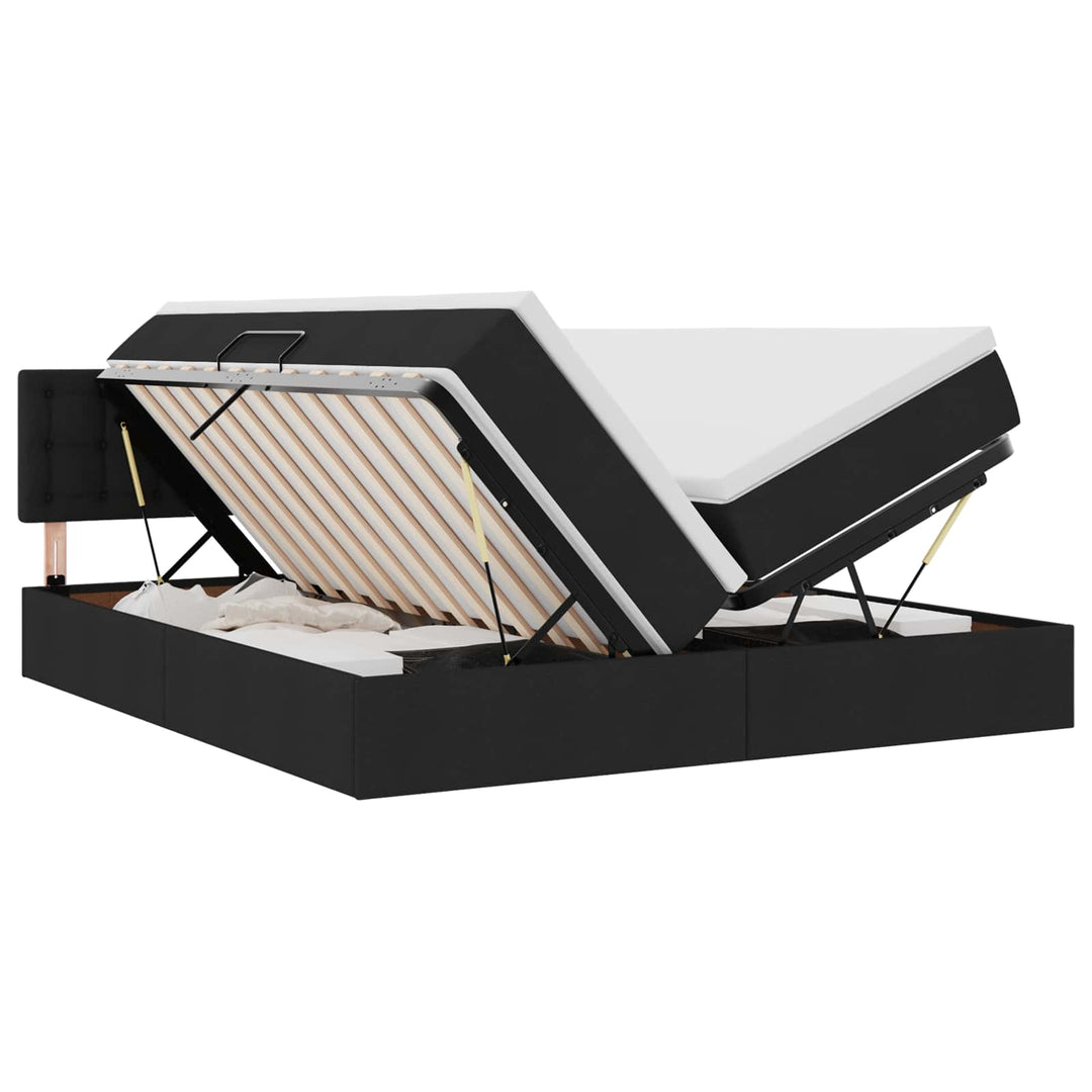 LED opbevarings seng med madras Sort 200 x 200 cm Stof