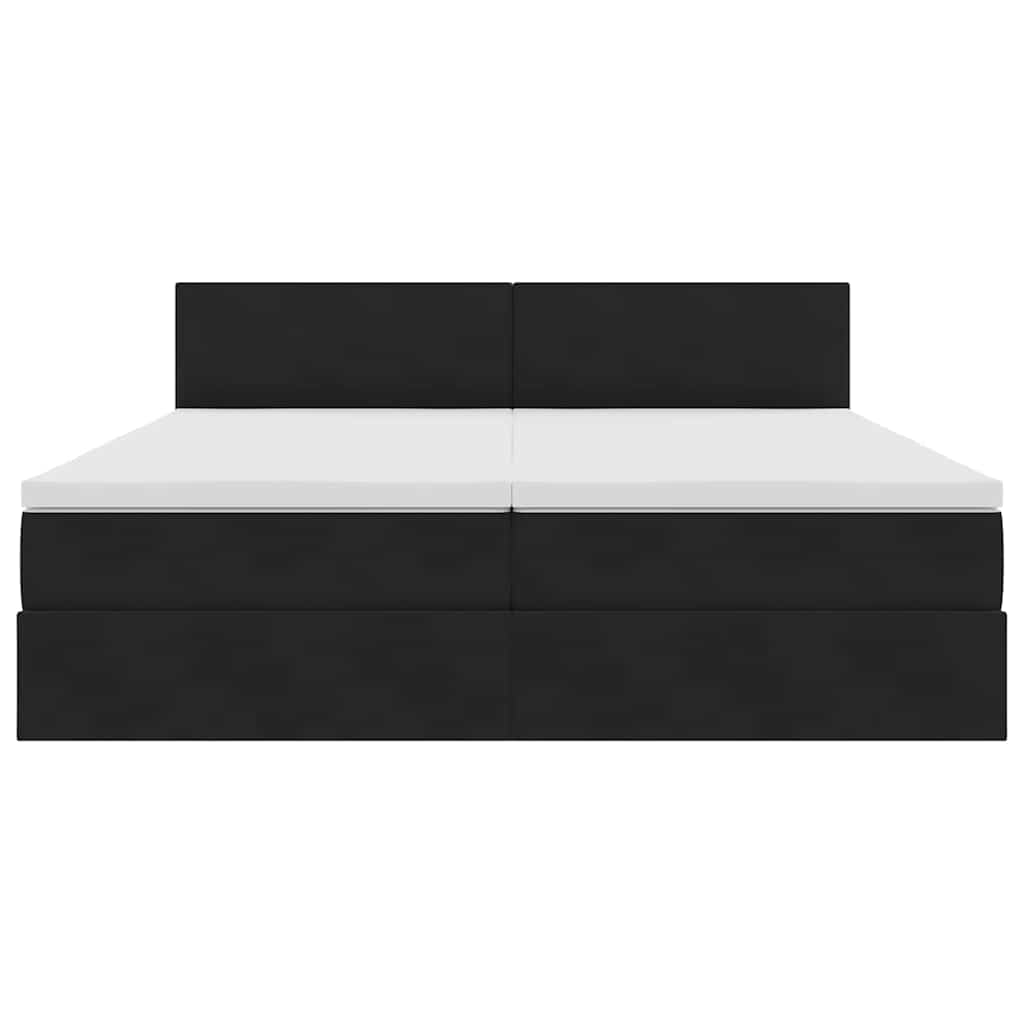 LED opbevarings seng med madras Sort 180 x 200 cm Fløjl