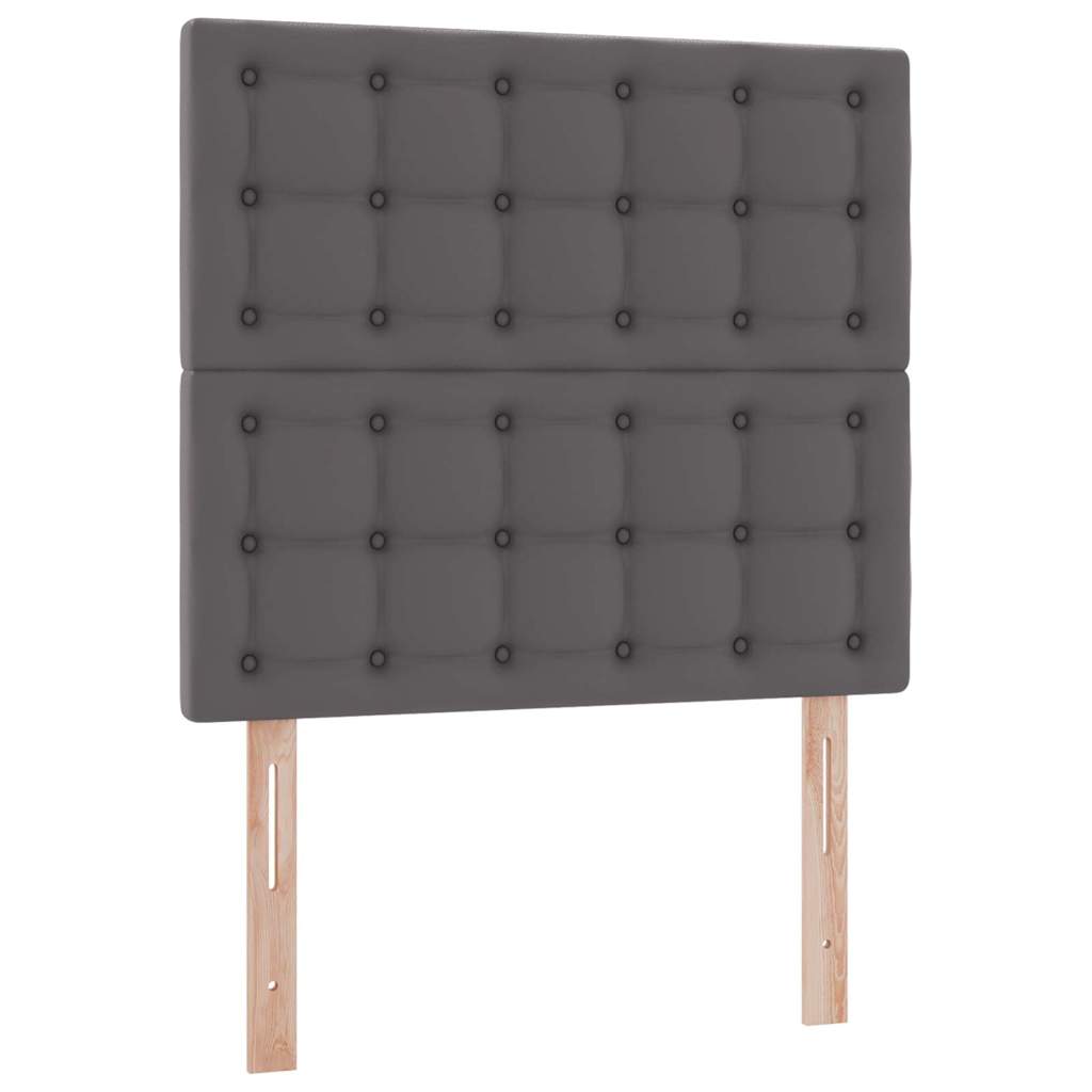 Opbevaringsseng med hovedgærde Grå 90 x 190 cm Faux læder