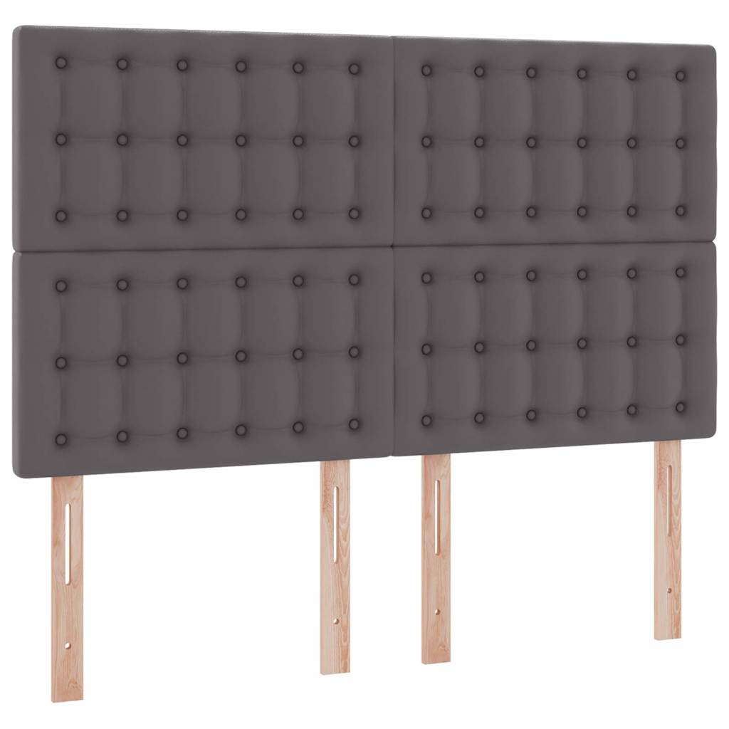 Opbevaringsseng med hovedgærde Grå 140 x 190 cm Faux læder