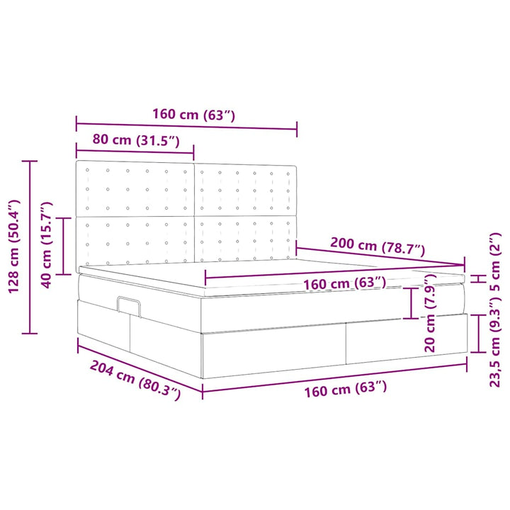 Opbevaringsseng med hovedgærde Sort 160 x 200 cm Faux læder