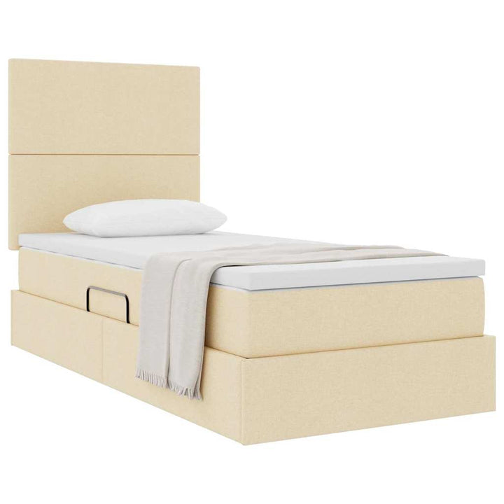 Seng med opbevaring og madras Creme 90 x 200 cm Stof