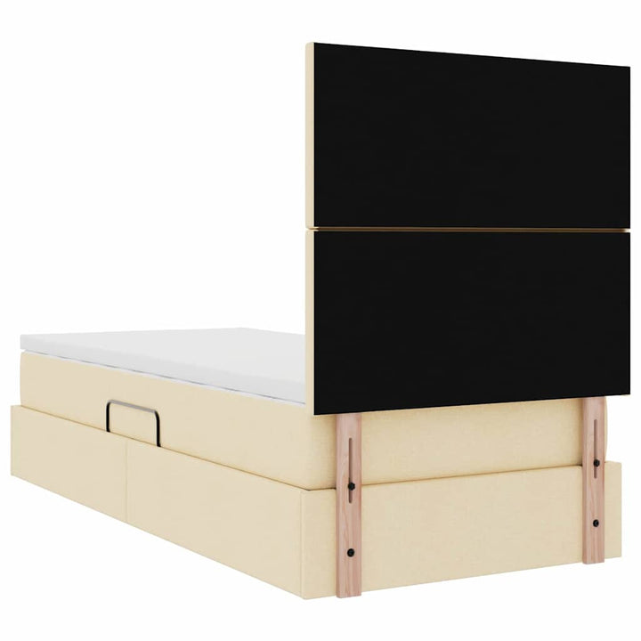 Seng med opbevaring og madras Creme 100 x 200 cm Stof