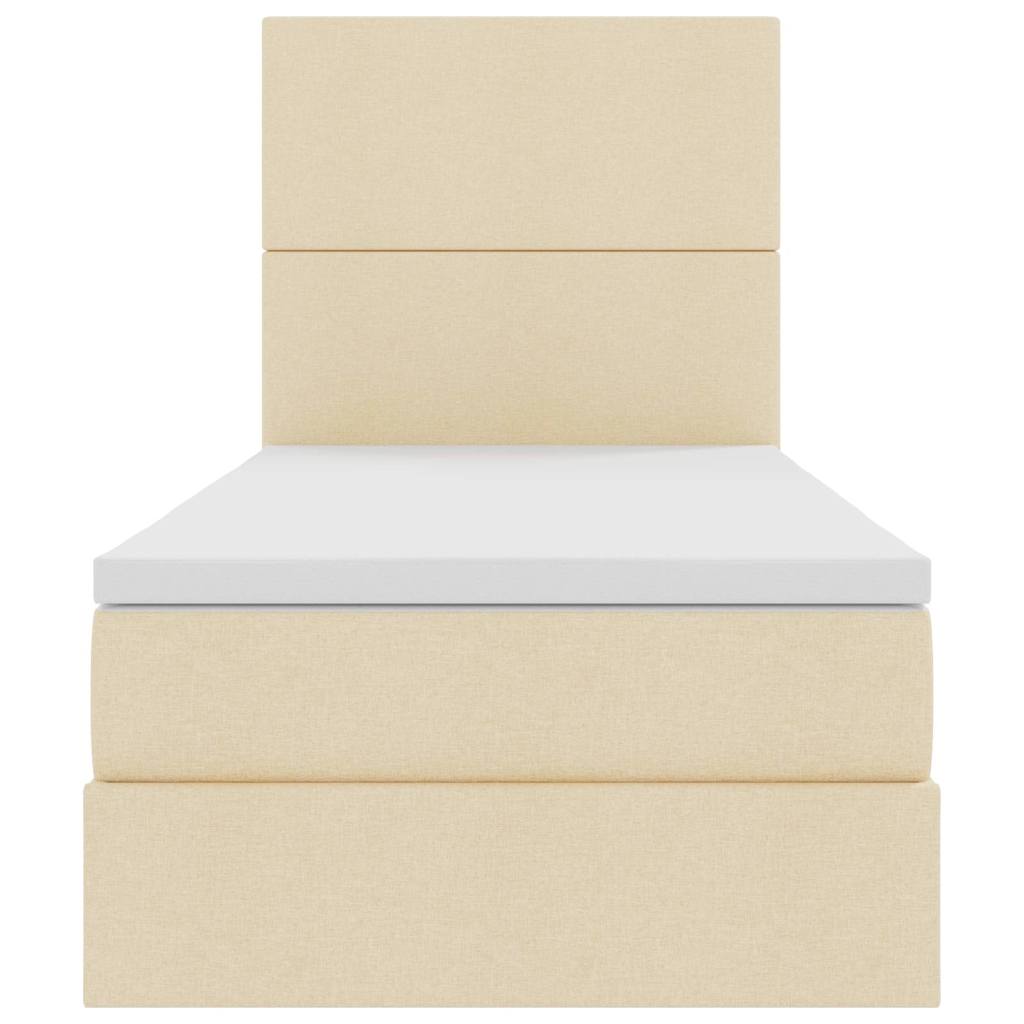 Seng med opbevaring og madras Creme 100 x 200 cm Stof