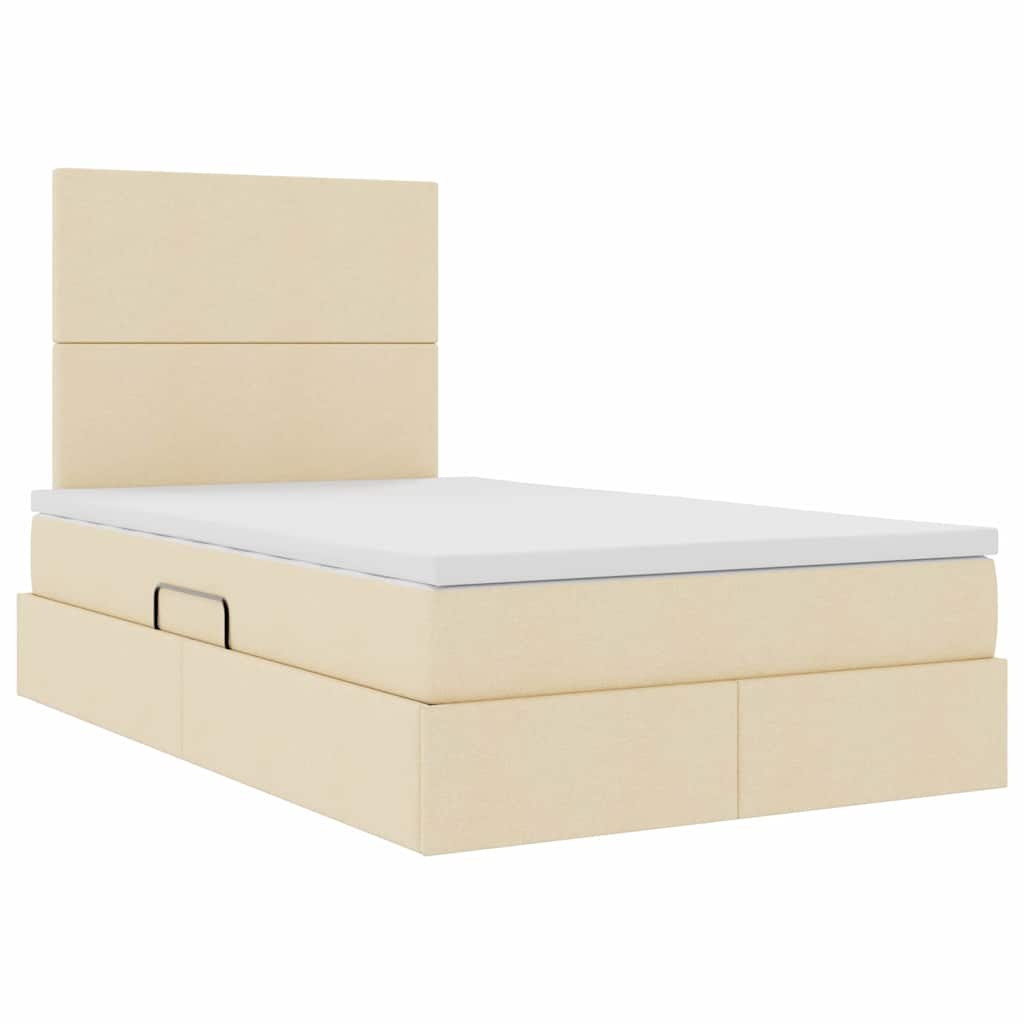 Seng med opbevaring og madras Creme 120 x 200 cm Stof