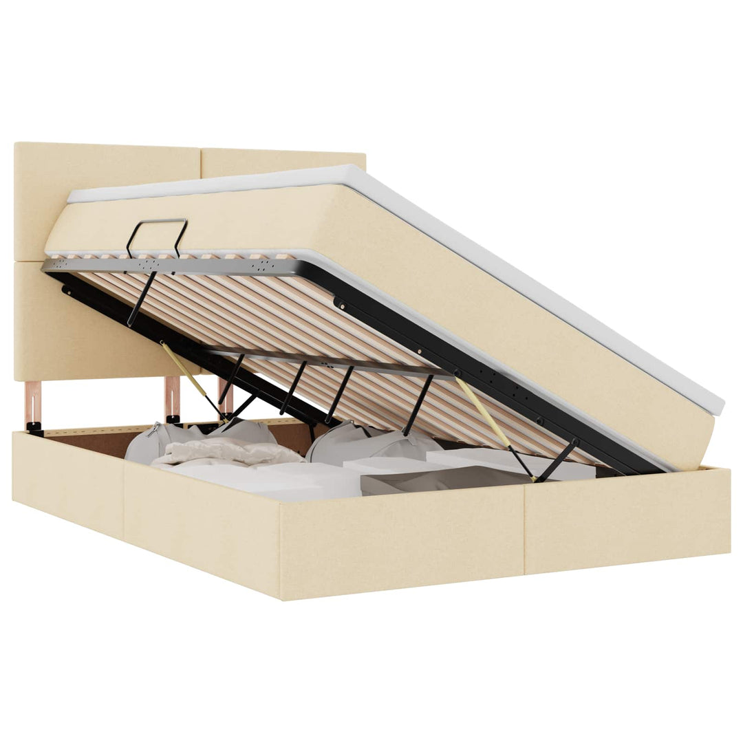 Seng med opbevaring og madras Creme 140 x 200 cm Polyester