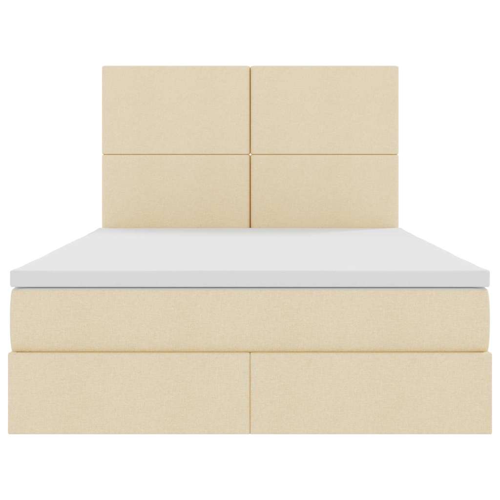 Seng med opbevaring og madras Creme 140 x 200 cm Polyester