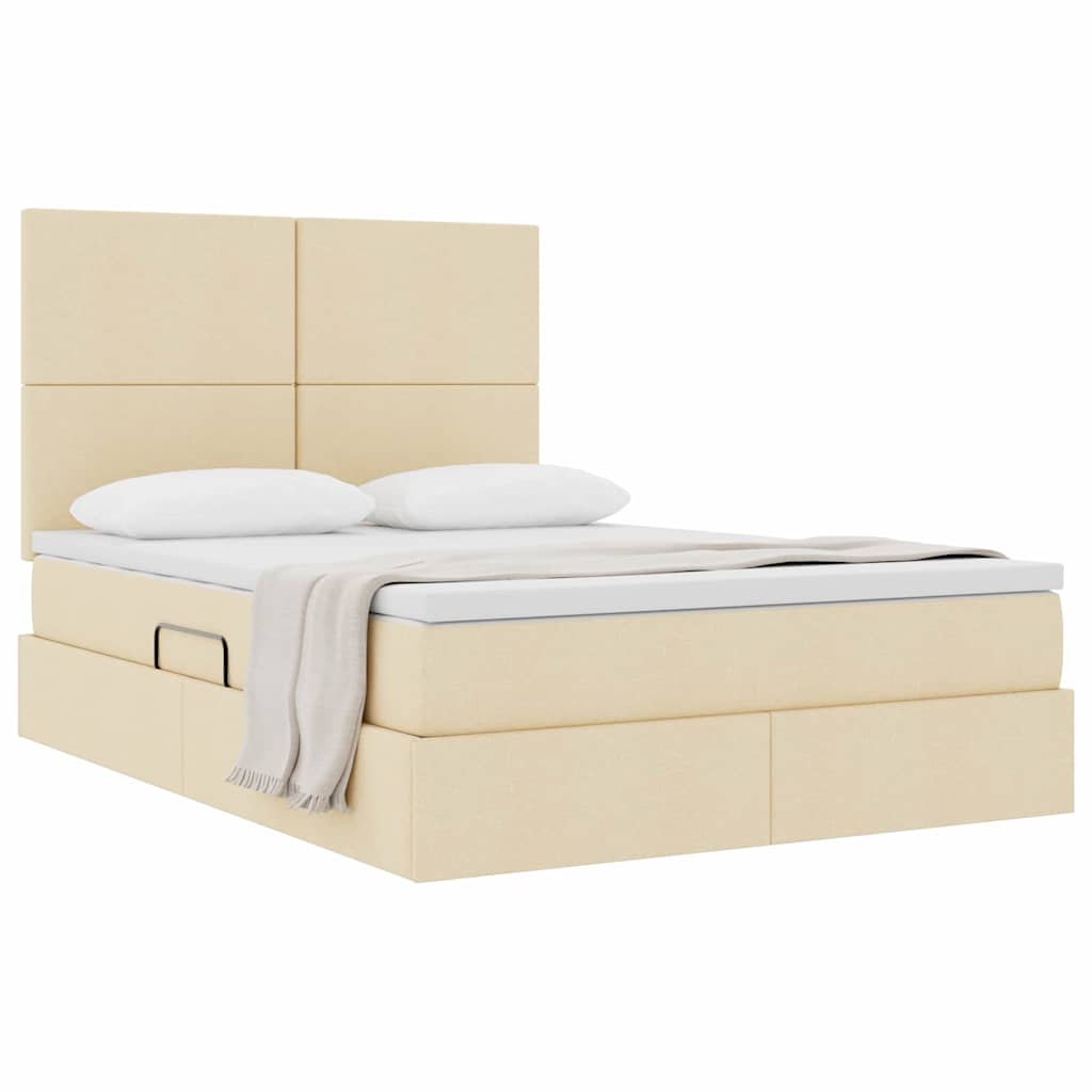 Seng med opbevaring og madras Creme 140 x 200 cm Polyester