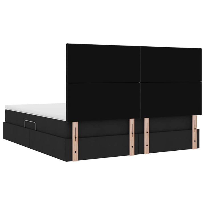Seng med opbevaring og madras Sort 160 x 200 cm Stof