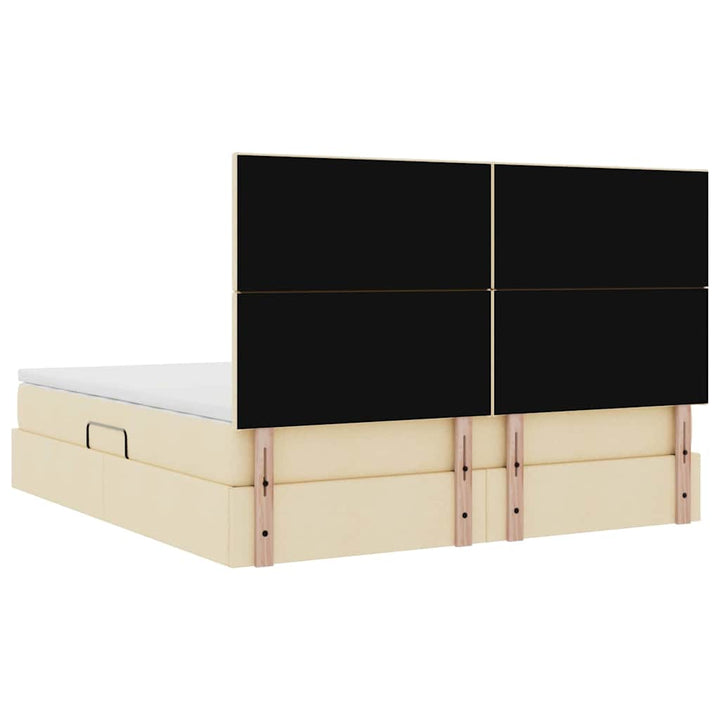 Seng med opbevaring og madras Creme 180 x 200 cm Stof