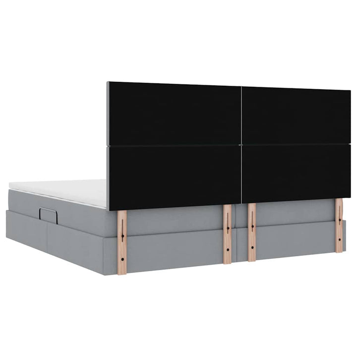 Seng med opbevaring og madras Lysegrå 200 x 200 cm Stof