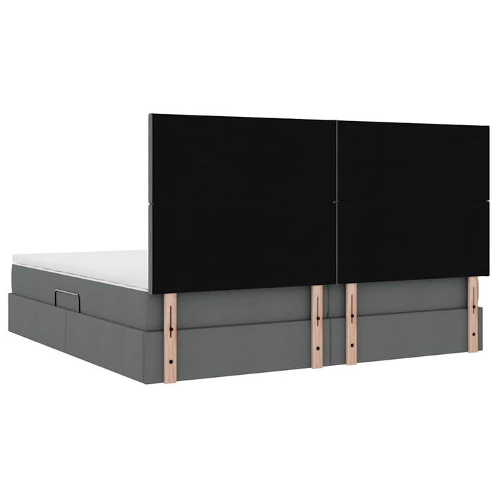 Seng med opbevaring og madras Mørkegrå 200 x 200 cm Stof