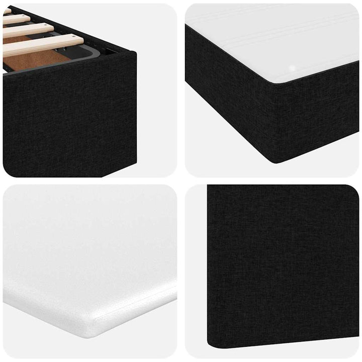Seng med opbevaring og madras Sort 200 x 200 cm Stof