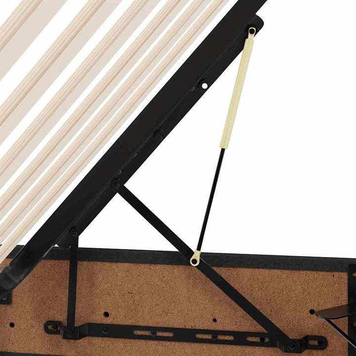 Seng med opbevaring og madras Sort 200 x 200 cm Stof