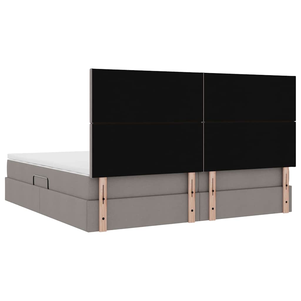 Seng med opbevaring og madras Gråbrun 200 x 200 cm Stof
