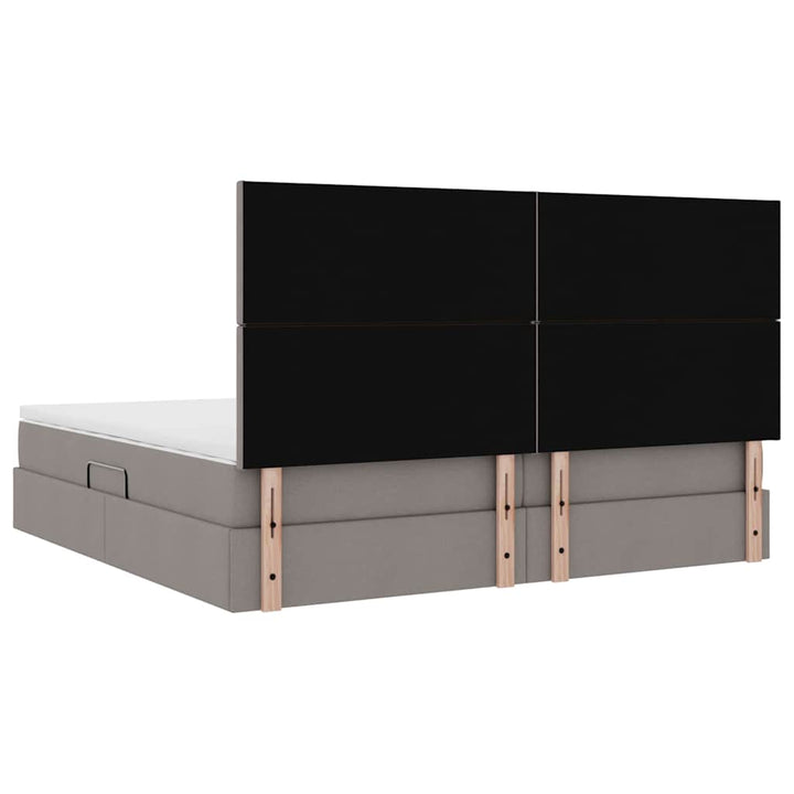 Seng med opbevaring og madras Gråbrun 200 x 200 cm Stof
