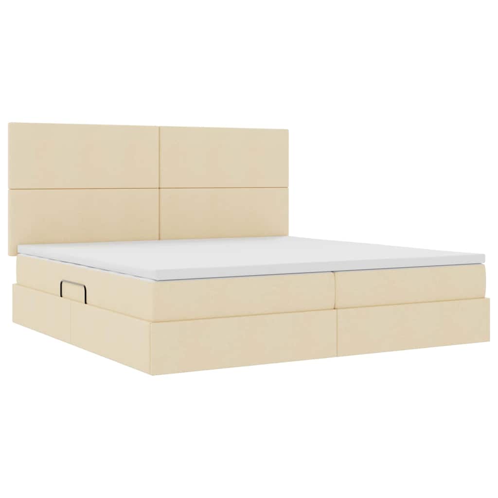 Seng med opbevaring og madras Creme 200 x 200 cm Polyester