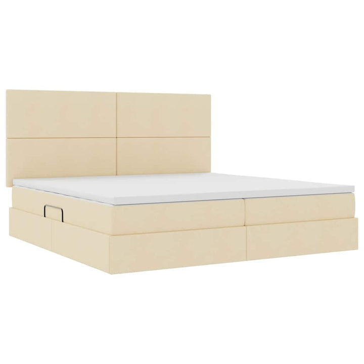 Seng med opbevaring og madras Creme 200 x 200 cm Polyester
